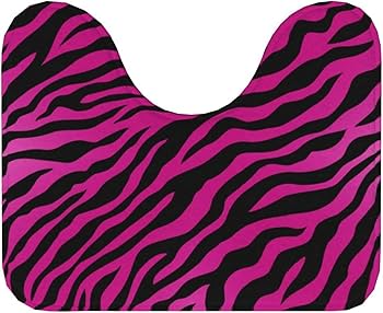 Amazon｜ゼブラ柄 ピンク 3点セット トイレマット フタカバー 便座